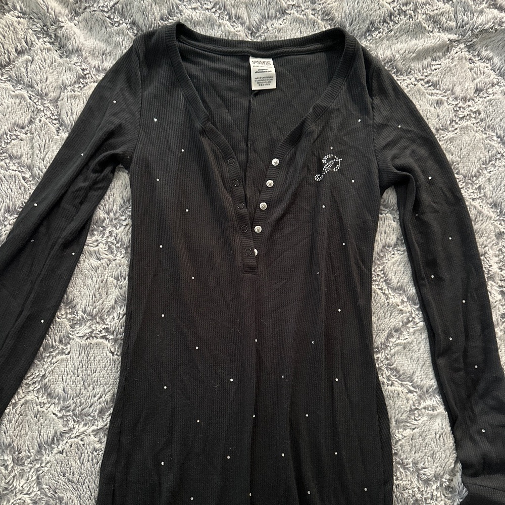 Victoria’s Secret Black Bling Sequin Logo Thermal One Piece